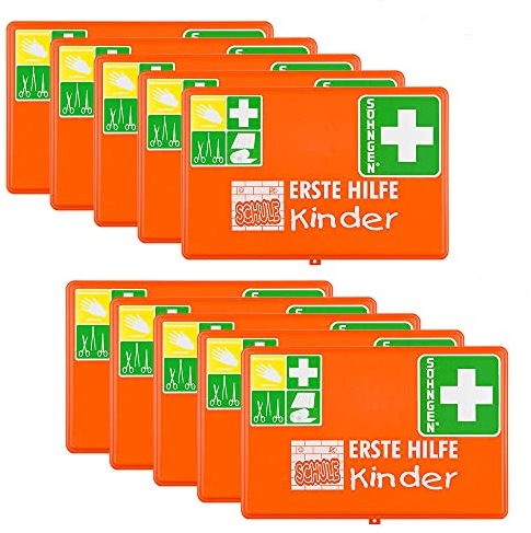 SÖHNGEN BIGPACK 10 x Erste-Hilfe Verbandkasten Schule, orange, DIN 13157 aus Kunststoff, Art.-Nr. 350051 | Verbandskasten | Notfallkoffer | Erste Hilfe Kasten