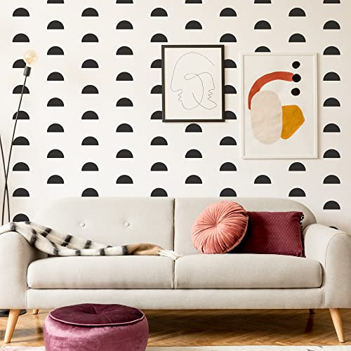 Abziehbare Schwarze Vinyl-Wandtattoos mit Halbkreis-Design – Boho-Minimalismus Deko für Bad, Schlafzimmer & Wohnzimmer | Abziehen und Aufkleben Wandaufkleber