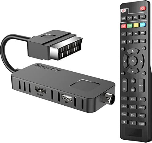 Decoder Digitale Terrestre 2024 DVB-T2 - ‎Dcolor Full HD Scart TV Stick Riceve TUTTI i Canali Rratuiti Supporto 1080P H265 Main10 PVR USB WiFi Multimedia [Include un Telecomando 2in1]