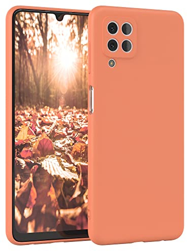 EAZY CASE - Silikonhülle für Galaxy M22 Hülle Silikon Case Orange weich stoßfeste Handyhülle Schutzhülle mit Kameraschutz Dünn Premium Schutz Cover TPU Phone Bumper in Pastell Hellorange Matt