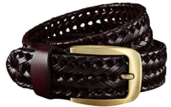 JIARY Flechtgürtel Herren Vollledergürtel aus Vollrindleder,Braun,120CM/47.3''