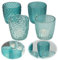 LS-LebenStil 4X Glas Teelichthalter Retro Türkis Petrol 7cm 4´er Set Kristall Ornament Teelicht-Gläser Windlicht-Halter Kerzenständer Tischdeko Kerzen Deko Kerzenhalter für Teelichter Hochzeit