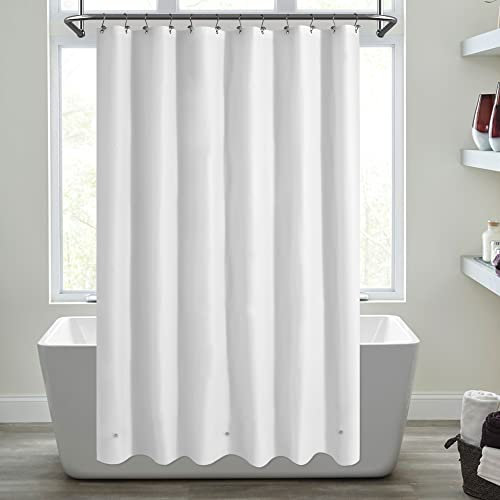 Mrs Awesome - Rideau de douche extra long avec 3 aimants, long rideau de douche imperméable en plastique PEVA pour salle de bain, 183 x 213 cm, blanc