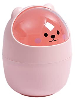Verve Jelly Waste Bin Desktop Garbage Basket Mini Countertop Garbage Storage Bucket Cute Wastebasket 4L Bear Shape Bin Small Waste Bin for Desk Car Office Kitchen,Pink,11 * 15.5 cm
