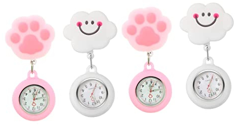 Mikikit Geschenk 4 Stück Digitaluhren Für Damen Uhr Mit Silikonhülle Schwesternuhren Für Damen Schwesternuhr Zum Anklemmen Damen Brustuhr Kieselgel Mädchen Dreidimensional Blinddarm