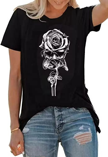 KBLDZHT Guns N' Roses Skull Tank Tops for Women Funny Skeletons Graphic Tank Tshirt Letters Printed Summer Sleeveless Tops, Black-1, XL