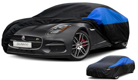 GUNHYI Sports Car Cover Waterproof Breathable, Coupe Car Cover Rain Dust UV Protection Fit for Jaguar F Type, Audi TT, BMW Z4, Porsche 718 Boxster Cayman, Mercedes SLK etc. Fit Coupe (Up To 450cm)