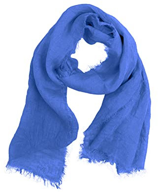 JOPHY & CO. Leichter, eleganter Damenschal aus 100% Leinen, Königsblau, Einheitsgröße