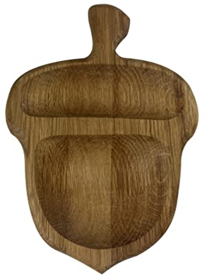 EFO Vassoio decorativo in legno per snack, piccolo vassoio da portata fatto a mano, affascinante design a forma di nocciola, per frutta secca, semi e frutta secca, vassoio per tapas in legno di