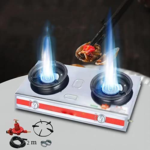Piano Cottura a Gas in Acciaio Inox,Piano Cottura a Gas Portatile,Piano Cottura Singolo,Piano Cottura Doppio,Piano Cottura ad accensione Automatica,per Campeggio,per roulotte,per Esterno,2