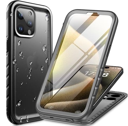 Cozycase Funda para iPhone 15 Pro Max Impermeable Antigolpes 360 Grado Completa/Militar/Integral Resistente Carcasa 15 promax Agua Sumergible Acuatica Estanca Antipolvo Waterproof con Protector Camara