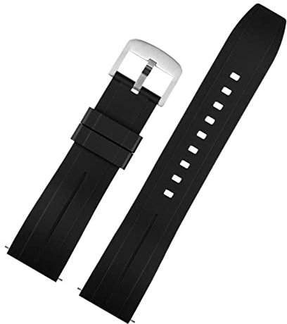 20mm 22mm Bracelet de Montre en Silicone Hommes Femmes Bracelet en Caoutchouc étanche à Dégagement Rapide Boucle Papillon Fit for Tissot Fit for Mido Fit for Citize Strap Watch Strap (Color : Black