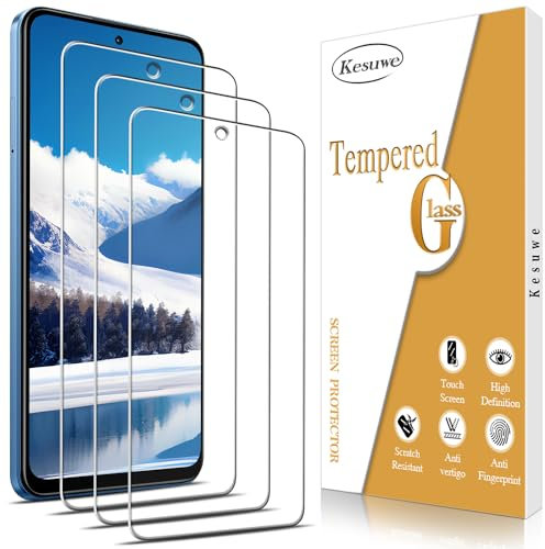 Kesuwe [3 Pezzi] Vetro Temperato per Xiaomi Redmi Note 12 Pellicola Protettiva, Anti Graffio, Durezza 9H, Ultra Resistente, Ultra Trasparente, Senza Bolle, Alta Definizione