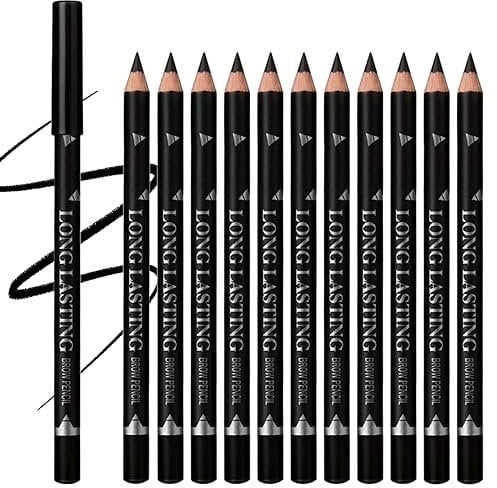 Eyebrow Pens Set, 12 PCS Black Eyebrow Eyeliner Pencils Set, Waterproof Brow Pencils, Easy Makeup Eyeliner Pens, Natural Looking Long-Lasting Eye Brow Pencils, Eye-brow Pencils Black