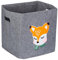 Relaxdays Aufbewahrungsbox Fuchs, Stoffbox für Kinder, aus Filz, faltbar, Spielzeugbox, HxBxT: 33 x 33 x 33 cm, grau