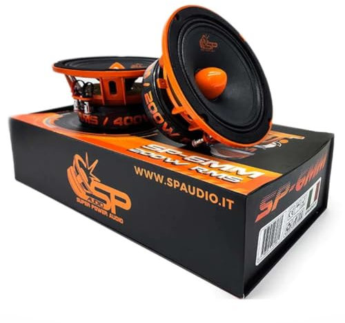 KIT SET PER SP AUDIO SP6MM 2 altoparlanti diffusori midrange 16,5 cm 165 mm 6,5 diametro, 200 watt rms 400 watt max, impedenza 4 ohm, sensibilità 98,1 db, a coppia