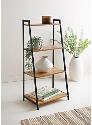 Bloomingtons Direct 4 Tier Wooden Ladder Shelf Display Flower Plant Stands, Storage Ladder Indoor Outdoor Corner Leaning Shelves Bookshelf for Garden Balcony Living Room