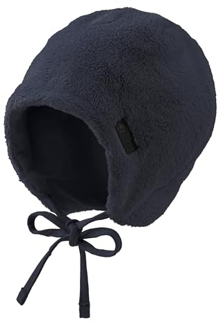 Sterntaler Mütze aus Teddyflausch - Unisex Babymütze mit angeschnittenen Ohrenklappen und Bindeband - warme Beanie, gefüttert mit Baumwollfleece - Erstlingsmütze - Marine, 37