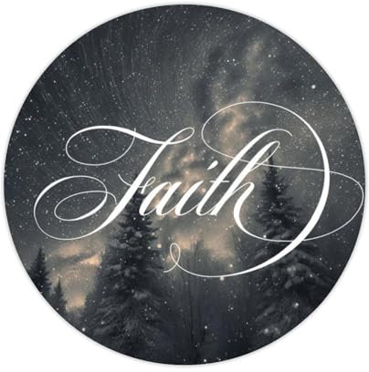 Zyadsinoudor Faith Vinyl-Laptop-Aufkleber, 50 Stück, inspirierende Sprüche, Vinyl-Aufkleber, zum Abziehen und Aufkleben, runde Etiketten für Laptop, Notebooks, Fahrrad, Skateboards, Gepäck, 7,6 cm (3