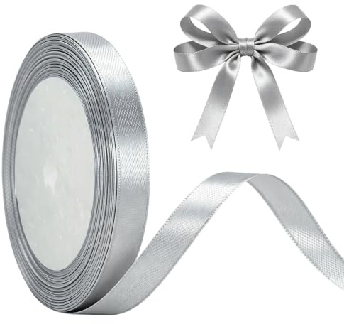 Grau Satinband 10mm,Geschenkband Satinband 22 Meter Polyesterband, Grau Schleifenband für Geschenkverpackung,Dekoration,Hochzeit,Weihnachten,Bastelarbeiten,und Geschenkverpackung