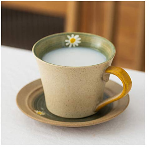 Keramik Kaffeetasse Handgemalte Muster Blumenbecher Kreative Kaffeetasse Einfache Tasse Untertasse Löffel Set 210Ml