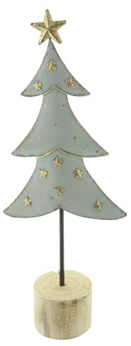 FRANK FLECHTWAREN Tanne Goldstern, Metall, Holz Maße: Höhe 31 cm, Schöne Weihnachtsdeko, Zeitlos und vielfälltig einsetzbar, auch als Geschenk