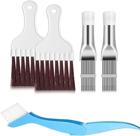 Grendly 5 in 1 Set Air Conditioning Condenser Blade Comb Stainless Steel Blade Comb for Coil Cleaner Whisk Brush for Evaporator Cleaning