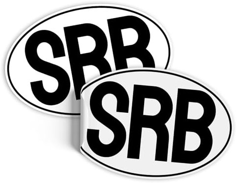 Finest Folia Länderkennzeichen Aufkleber 2er Set nach DIN Norm 17,5x11,5cm Kennzeichen Sticker für Auto LKW Wohnmobil wetterfest selbstklebend R226 (38 Serbien, Aufkleber)