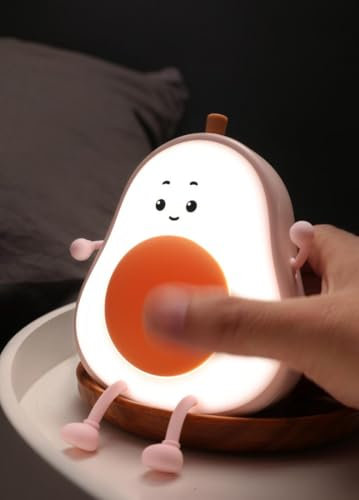 Senchinner Avocado Nachtlicht für Kinder – Dimmbare LED Lampe mit 30-Minuten-Timer, Warmes und Weißes Licht, Wiederaufladbar mit Type-C, 3 Helligkeitsstufen, Rosa – Perfekt als Kinder Nachtlicht