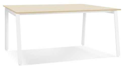 KADIMA DESIGN Schreibtisch Quadratisch 160x160 cm | Besprechungstisch Beige-Weiß | Ideal für Großraumbüros | Harmonisches Farbkonzept | BELIQI