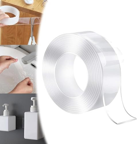 Transparentes magisches Nano-Klebeband, transparentes magisches Nano-Klebeband, doppelseitiger Griff, wiederverwendbar, spurloser Kleber, Mehrzweck-Klebeband, Klebestreifen zum Aufhängen von Bildern