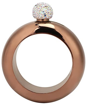 WPKD BLUEIY Armband Alkoholflasche für Damen, Edelstahl Wein Alkohol Krug Armband Handgelenk Flachmann Trinkbehälter für Tanz, Geburtstag, Party, Bar, Club (Bronze 1)