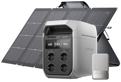 Generador solar EF ECOFLOW DELTA 3 Plus con panel solar de 220 W, entrada 1000 W, batería LFP, estación de energía portátil 1024 Wh, para doméstica, emergencia