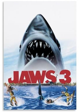 OREAUORN Jaws 1983 Leinwand Poster Vintage Aesthetic Poster Wohnzimmer Schlafzimmer 60x90cm ohne Rahmen