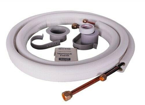 Copper Air Conditioner Line Set, 7 Metre Insulated Pipe Kit, 1/4 and 3/8 inch Coil Tubes with Installation Accessories
