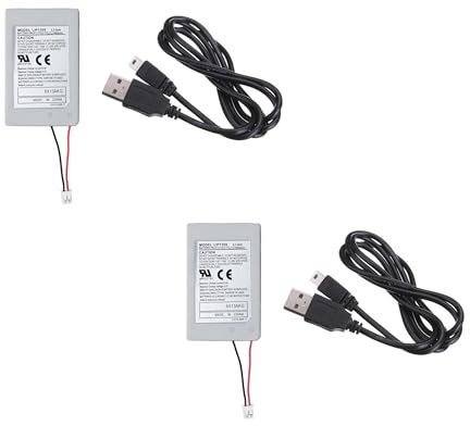 Pack 2 Batteries 1800 mAh + Câble pour Manettes Sony DualShock 3 PS3 – Remplacement LIP1359 – Lot 2 Joueurs – Straße Game