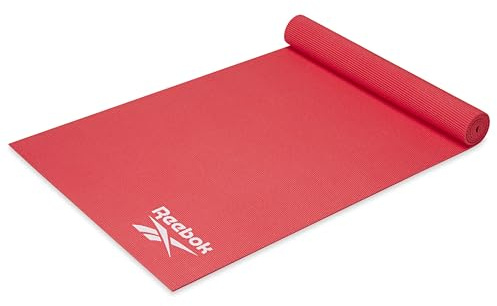 Reebok Yogamatte, 5 mm, robust, 172,7 x 61 cm, Kirsche, rutschfest, leicht, faltbar und langlebig, mit Tragegurt, für Heimtraining, Yoga, Pilates, Fitness und Outdoor-Training