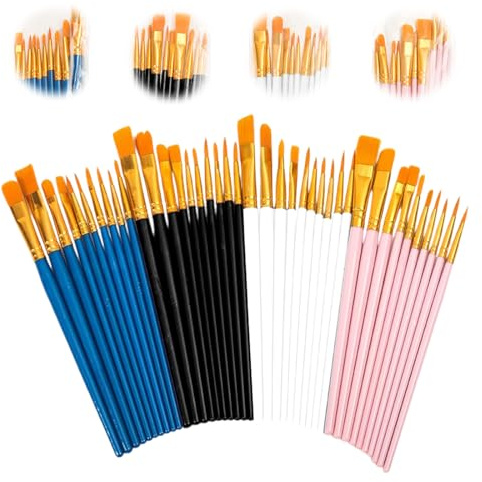 OUDQFCJ 40 Stück Hochwertige Künstlerpinsel Set für Kinderschminken, Körperkunst, Acrylfarben, Gesicht, Felsen und Leinwand
