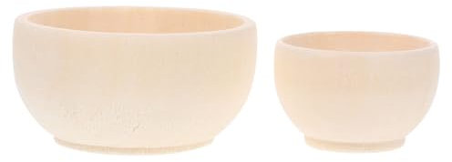 Artibetter 2pcs DIY Unpainted Wooden Bowls Creative Blank Wood Bowls for Painting and Crafts Home Decor Artistic DIY Supplies