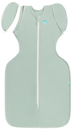 Love to Dream Swaddle Up - Tasche für die Übergangszeit, aus leichtem und ultra atmungsaktivem Baumwollstoff, doppelter Reißverschluss, abnehmbare Flügel, Frühling, Sommer, 0,2 tog, olivengrün, M (6