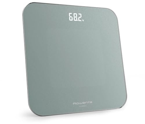 Rowenta Classic 2.0, bilancia, Schermo LED, Colore Eucalipto BS1903 | Capacità 180kg, Design Moderno, Funzioni Intelligenti, AutoAccensione, Spegnimento Automatico, Colore: Eucalipto
