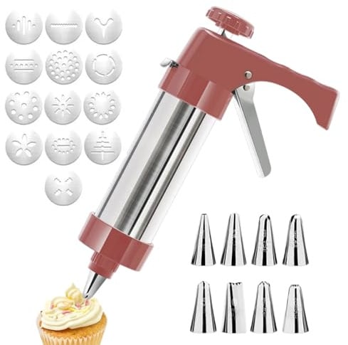 Sparabiscotti Professionale, Pressa Per Biscotti Set, Con 13 Modelli E 8 Beccucci, Spara Biscotti Per Frolla, In Acciaio, Pressa Per Pasticceria, Per Creare Torte Decorative Festive