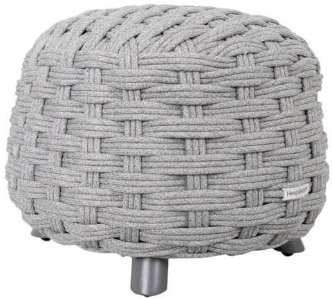 Hespéride - Pouf de Jardin Rond OBBAE – Assise Extérieure Confortable – Structure Aluminium et Tressage en Texaline Résistant – Couleur Gris Graphite – Usage Terrasse, Balcon, Salon