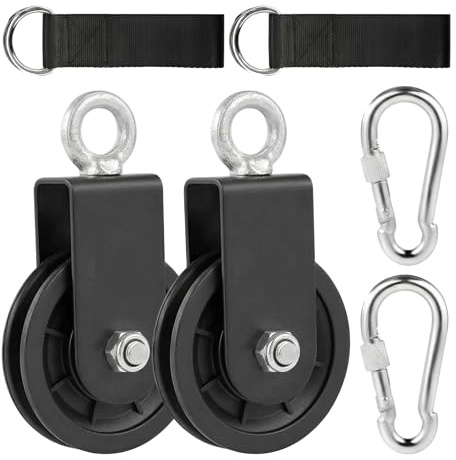 2Set Umlenkrolle für Seile 90mm, 360° Schwenkbar Seilrolle mit Silent-Lager, Schwerlast Riemenscheibe 160kg Tragkraft, Fitness Seilzug System Zubehör für DIY Gym, Latzug