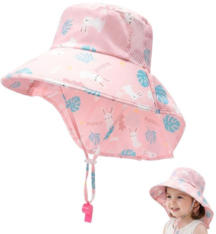 Sommar babymössa med solskydd, strand- och utomhushatt, andningsbar och justerbar babymössa 46–50 cm, rosa Sakura avslappnad stil