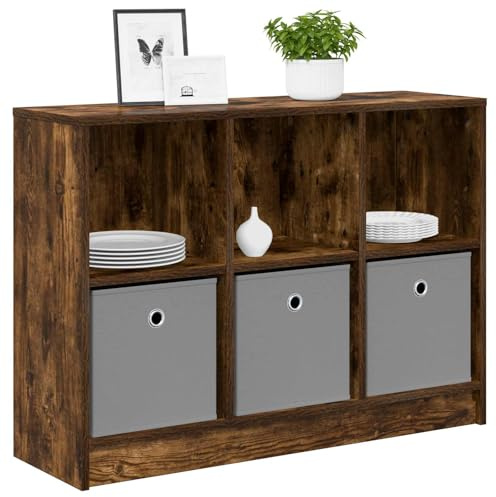 vidaXL Sideboard Geräucherte Eiche 88,5 x 27,5 x 63,5 cm, Moderner Sideboard, freistehend, viel Platz, praktischer Wohnungshelfer, schickes Design für Dein Wohnzimmer