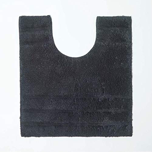 HOMESCAPES Tapis de Bain antidérapant 50 x 55 cm, Tapis Contour WC en Pur Coton Ultra Doux, Couleur Noir