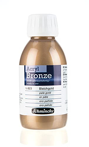 Schmincke - Acryl-Bronze, Bleichgold, 150 ml, 15 823 020, glänzende Metalleffekte auf Acrylbildern, Papier, Leinwand, Holz, Metall, Kunststoff, Gips