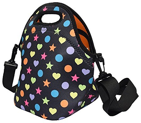 Case Wonder Borsa Termica Porta Pranzo in Neoprene con Tracolla per Uomo Donna Bambini Ragazze Adulti, Nero