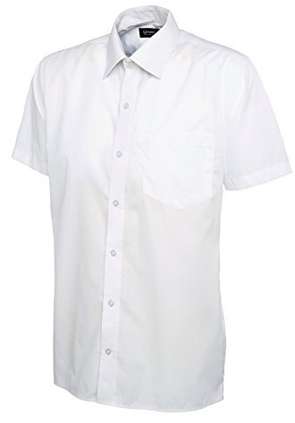 247-Clothing Mens Classic Short Sleeve Shirt Poplin Office Casual Easy Care Colours (18.5 Collar, White)